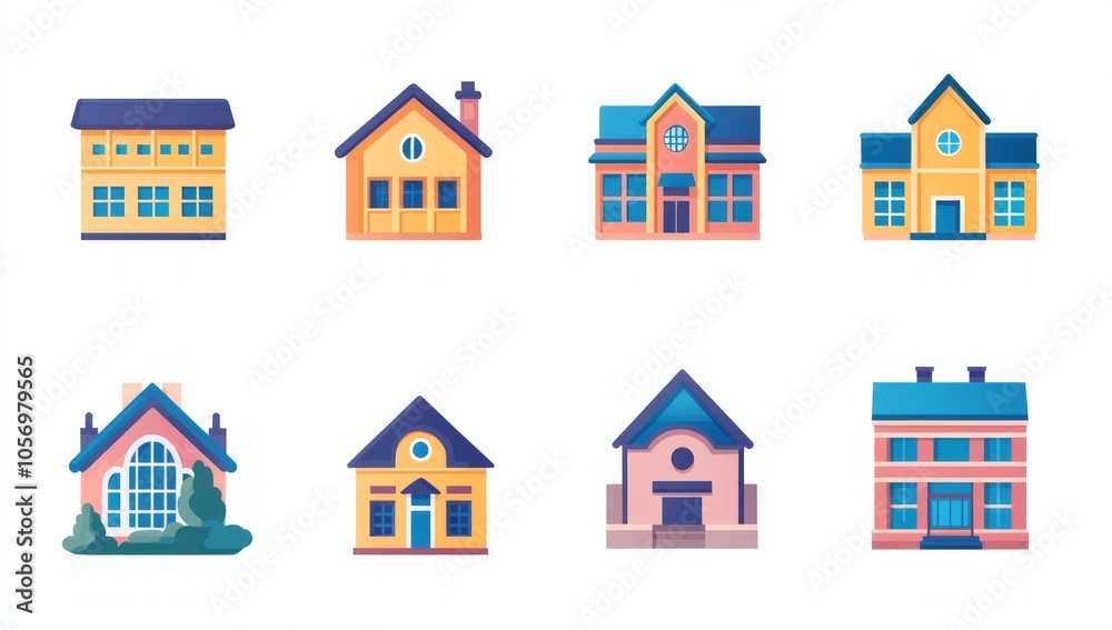 Fototapeta premium Colorful Building Illustrations