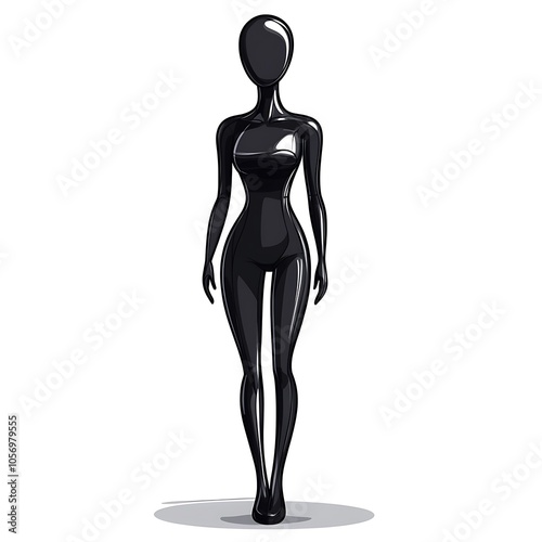 Cartoon mannequin displaying clothes on a white background.