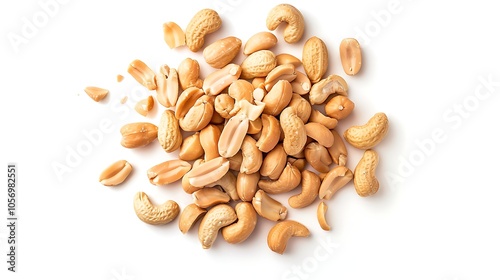 a pile of peanuts on a white surface