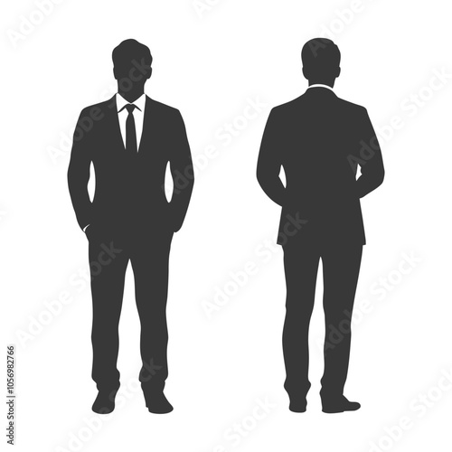 Silhouette of a Man in a Suit Front and Back View