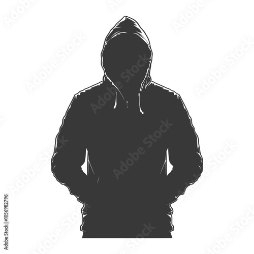 Silhouette of a Person Wearing a Hooded Sweatshirt