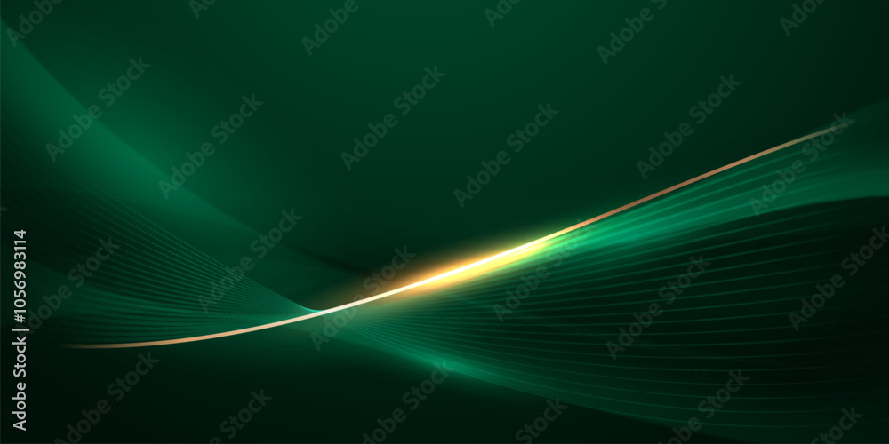 Naklejka premium green abstract background design with elegant golden elements vector illustration
