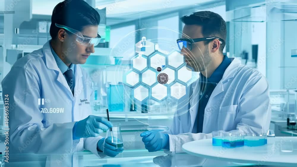 Modern laboratory focused on DNA and virus research, where scientists analyze infectious disease patterns