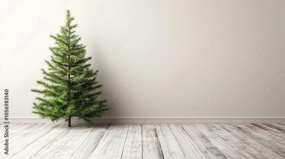 Elegant Pine Tree in Minimalist Home Interior Elegant Pine Tree in Minimalist Home Interior