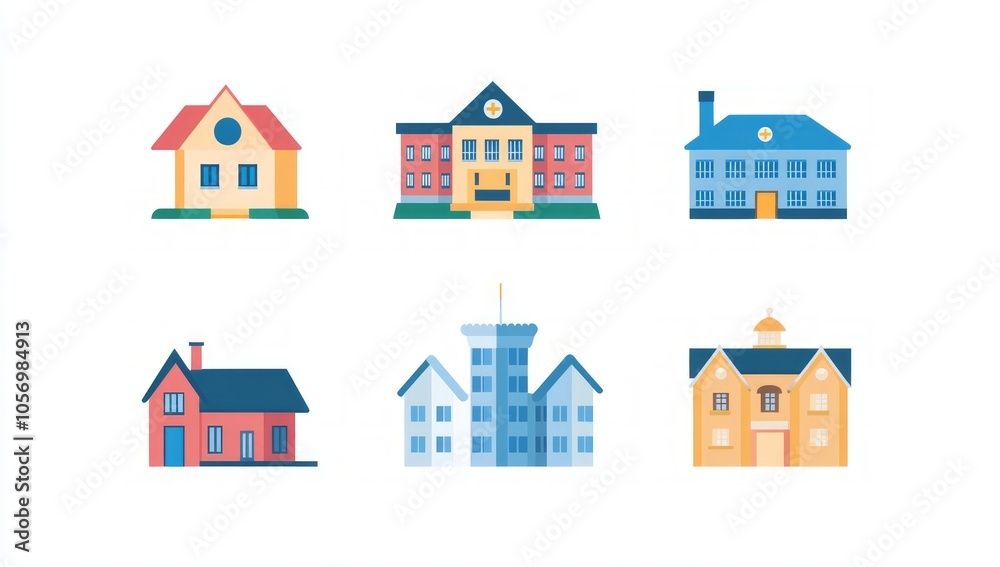 Fototapeta premium Diverse Building Illustrations