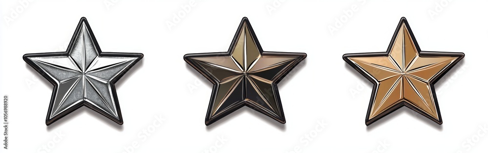 Three Dimensional Stars in Different Metallic Shades Three Dimensional Stars in Different Metallic Shades
