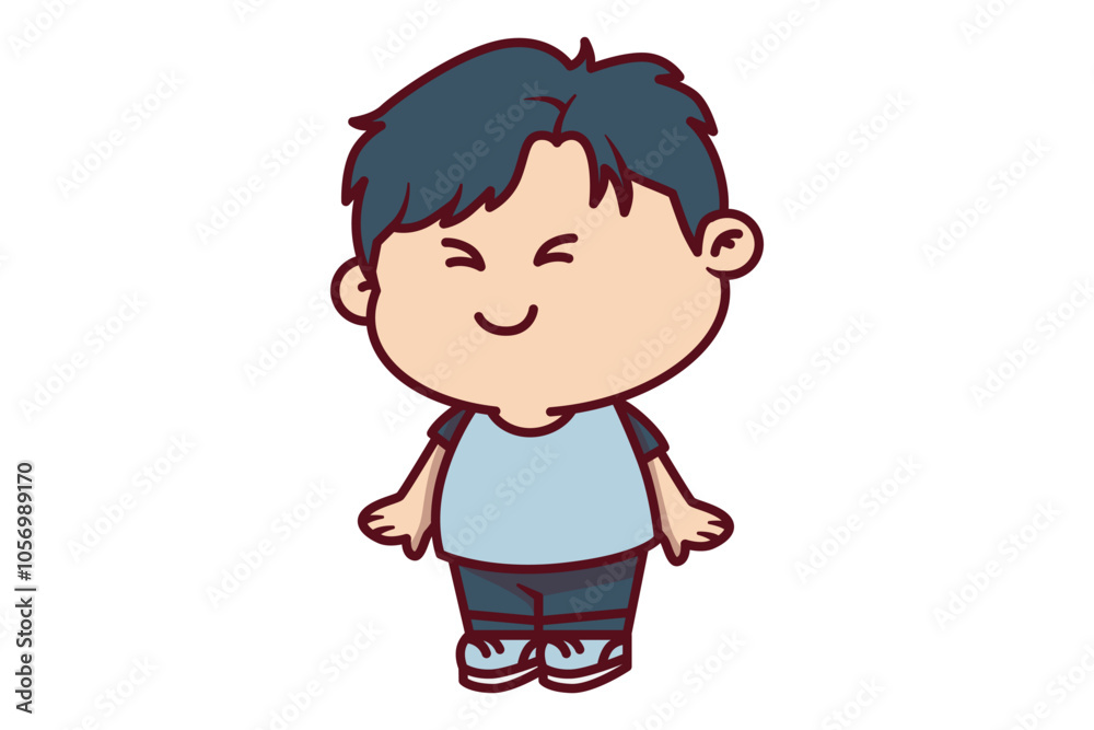 Cute Happy Boy Standing Illustration Cute Happy Boy Standing Illustration