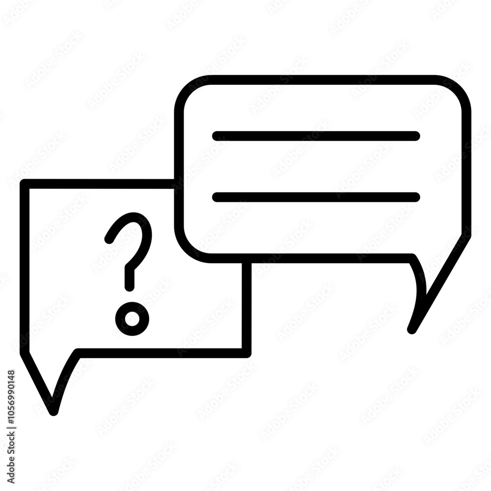 Minimalist FAQ icon featuring a question mark within a speech bubble, symbolizing help or information. Clean lines and bold design ideal for customer support or informational interfaces. Minimalist FAQ icon featuring a question mark within a speech bubble, symbolizing help or information. Clean lines and bold design ideal for customer support or informational interfaces.