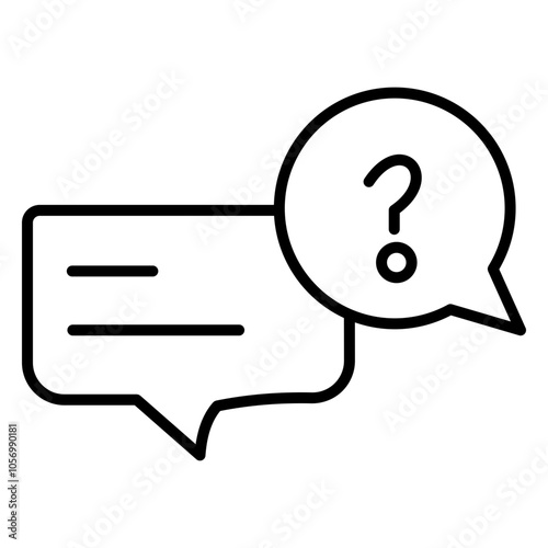 Minimalist FAQ icon featuring a question mark within a speech bubble, symbolizing help or information. Clean lines and bold design ideal for customer support or informational interfaces.