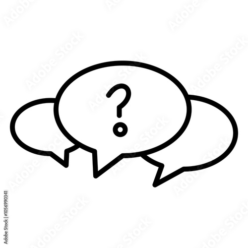 Minimalist FAQ icon featuring a question mark within a speech bubble, symbolizing help or information. Clean lines and bold design ideal for customer support or informational interfaces.