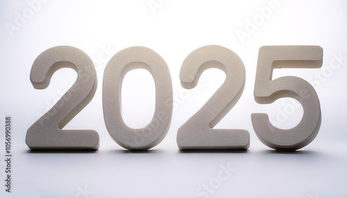 combined numbers 2025 floating or flying isolated white background