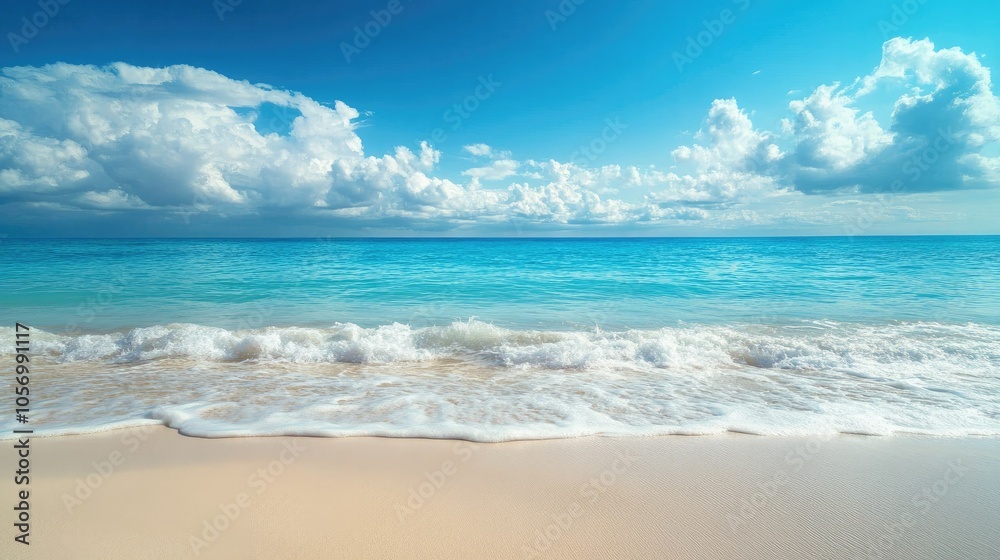 Open ocean with gentle waves under a sunny sky, clear horizon in view Open ocean with gentle waves under a sunny sky, clear horizon in view