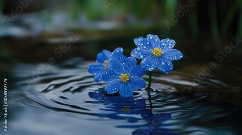 Blue water surface with subtle ripples and small waves, blurred effect emphasizing calmness and tranquil beauty.