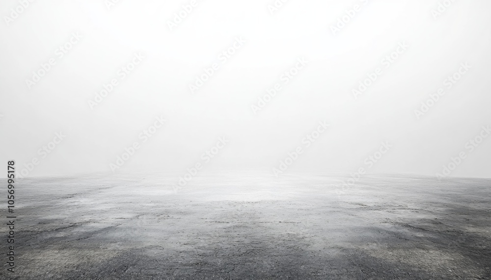Fototapeta premium Minimalist White Background with Foggy Concrete Floor, Clean and Simple Design for Product Photography or Graphic Design Projects