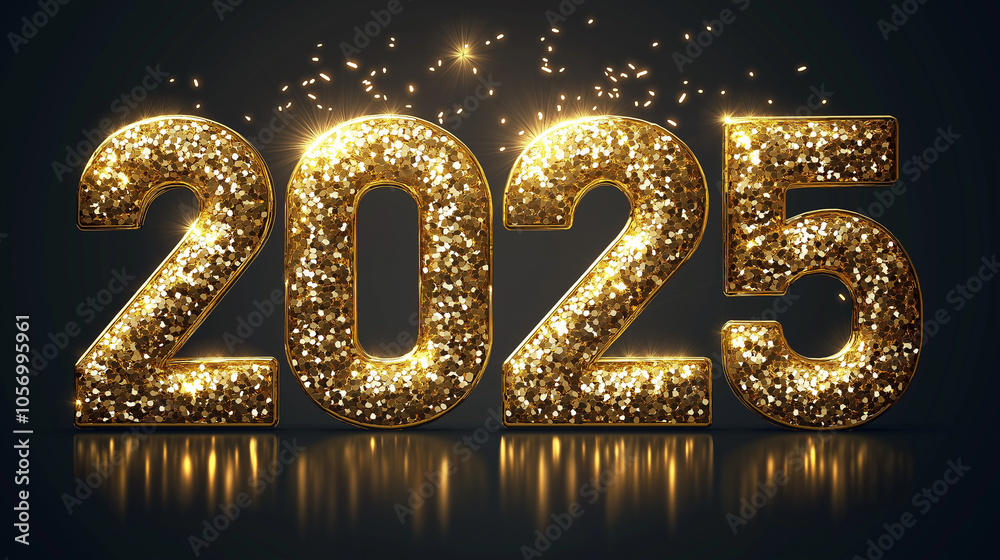 new year 2025, gold line typography of new year 2025, gold line typography of