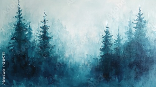 Misty Forest Landscape Painting