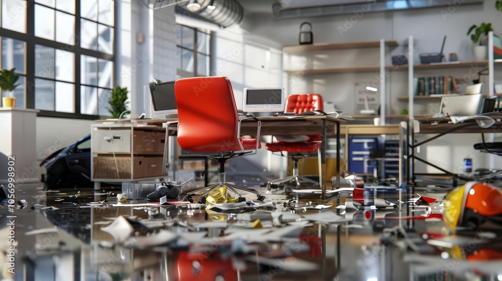 Fototapeta premium Create detailed renders of workplace accidents, illustrating the importance of safety regulations and protocols