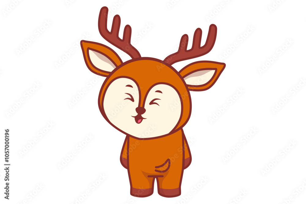Cute Deer Looking Back Smile Illustration Cute Deer Looking Back Smile Illustration