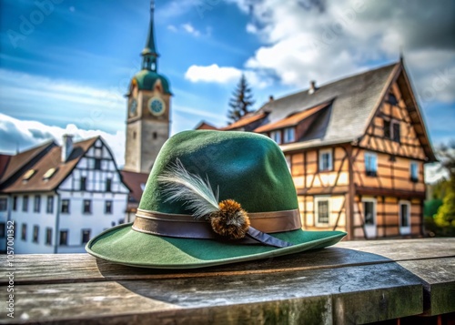 Architectural Photography of a Bavarian Hat in a Green Setting - A Unique Blend of Nature and Culture photo