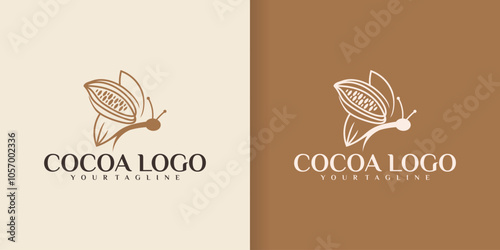 Cocoa bean logo design inspiration with butterfly