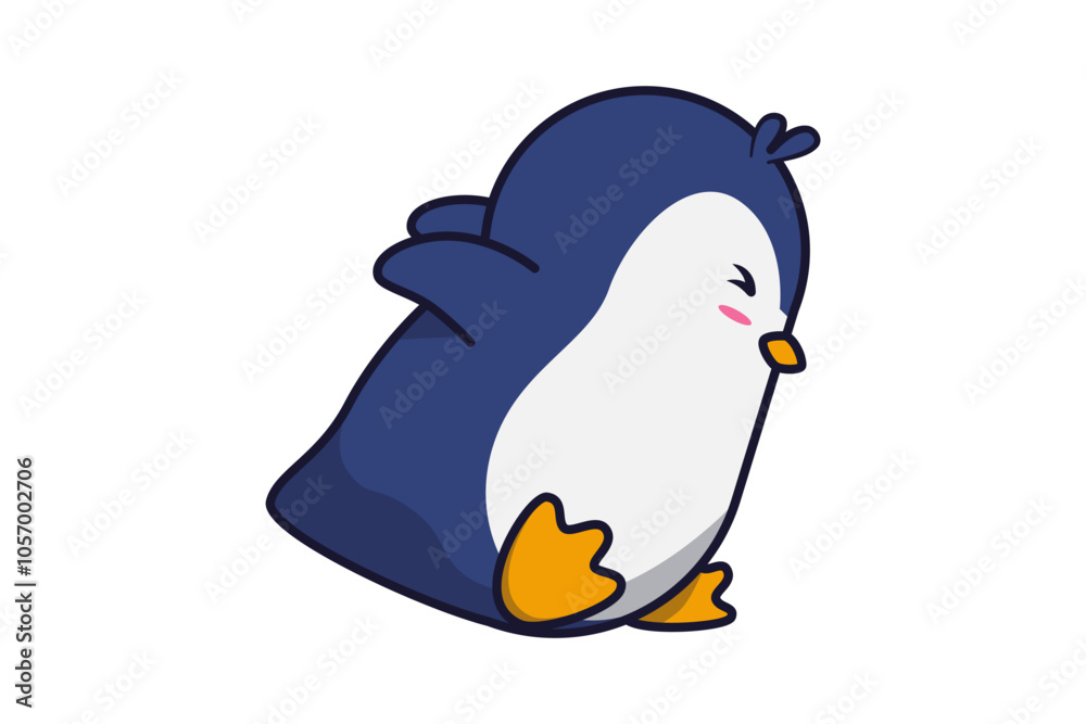 Fototapeta premium Cute Penguin Jumping Illustration