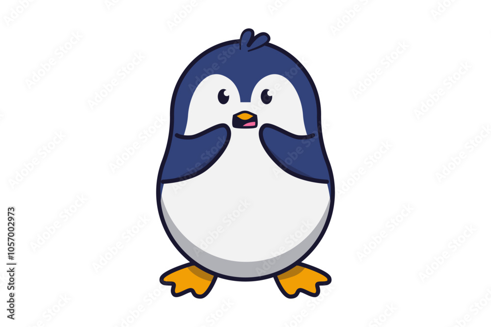 Fototapeta premium Cute Penguin Surprised Illustration
