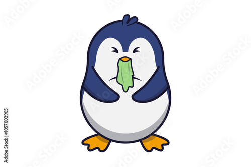 Cute Penguin Throwing Up Illustration