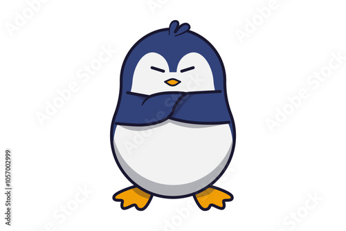 Cute Penguin Crossing Arms Illustration
