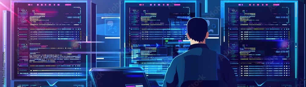 Database administrator performing routine maintenance on SQL databases Database administrator performing routine maintenance on SQL databases