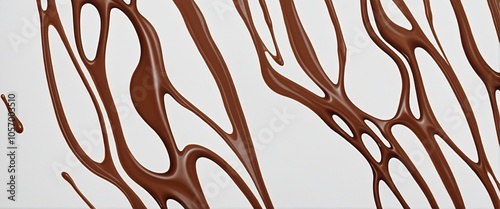 Rich Chocolate Sauce Drizzling on a Crisp White Surface photo