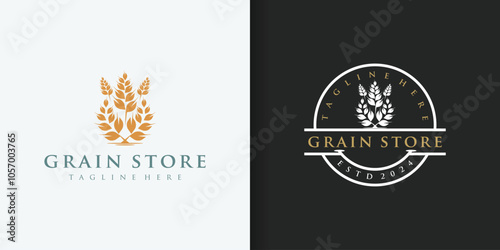 Grain shop logo design for bakery food processing