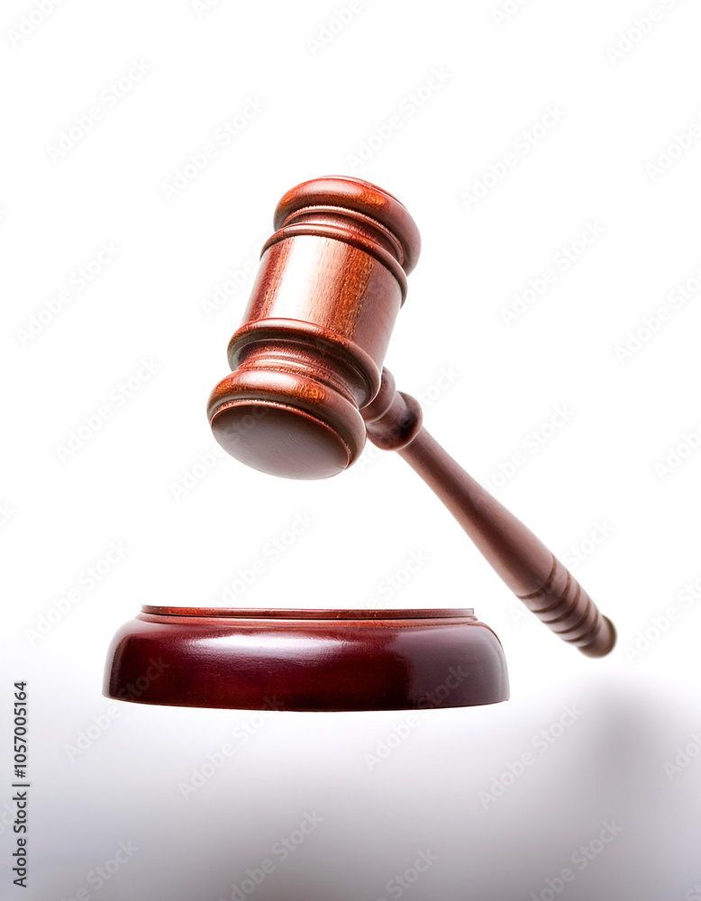 Gavel floating or flying isolated white background