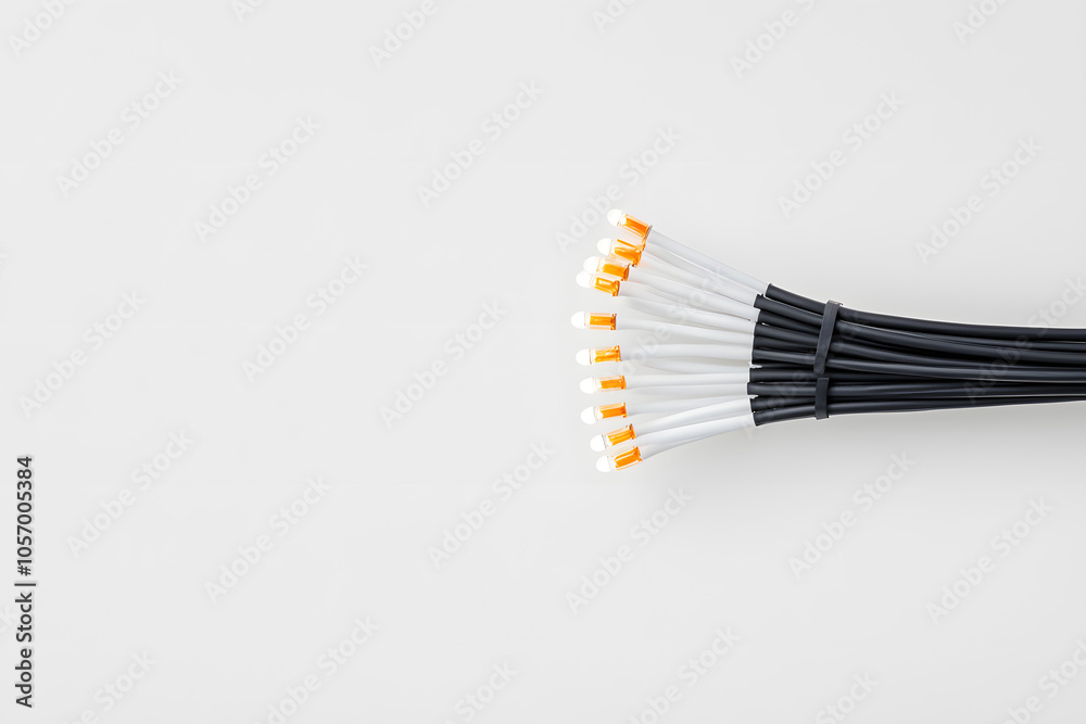 Fiber optic cables isolated on white background