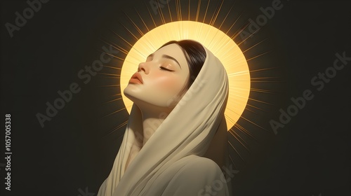 Ethereal Woman with Dark Hair and Light Eyes