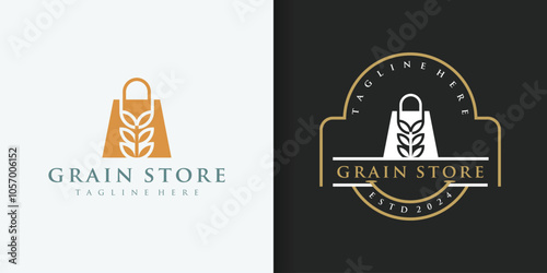 Healthy Grain shop Natural Lifestyle logo. Organic Products Food