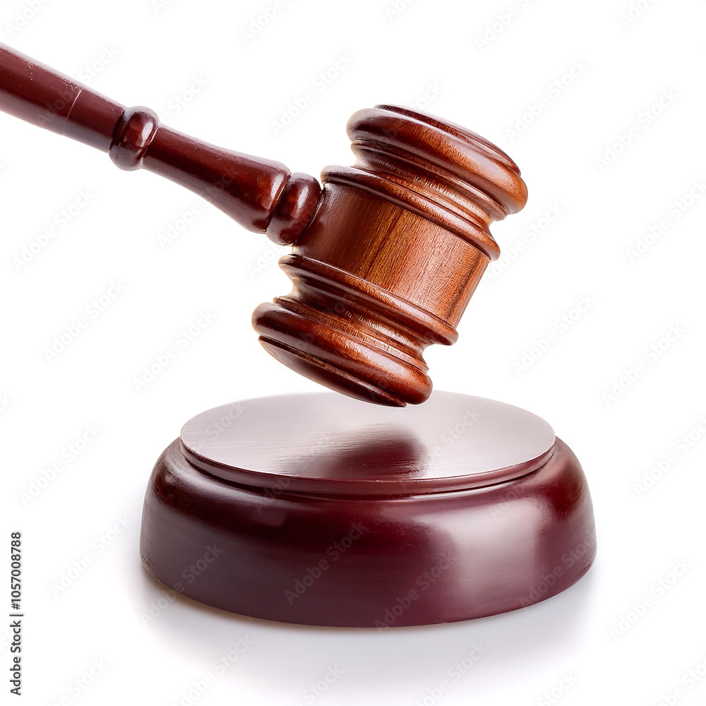 Gavel floating or flying isolated white background