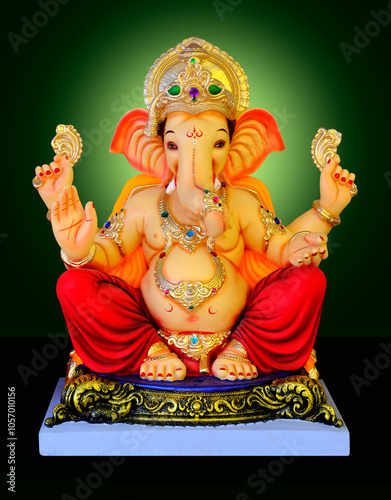 Ganesh sculpture, Lord Ganpati, Ganesha on colourful Background, Ganpati, happy Ganesh Chaturthi. photo