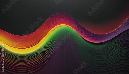 Vibrant Colorful Gradient Wave on Black - Abstract Background with Grainy Texture