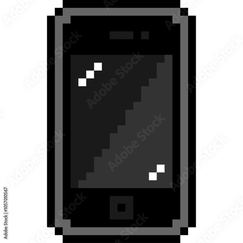 iPhone スマートフォン ブラックドット絵 8bit (.ai)