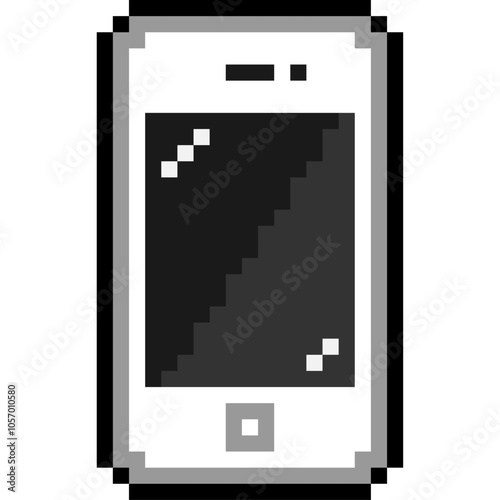 スマートフォン ホワイトドット絵 8bit (.ai)　