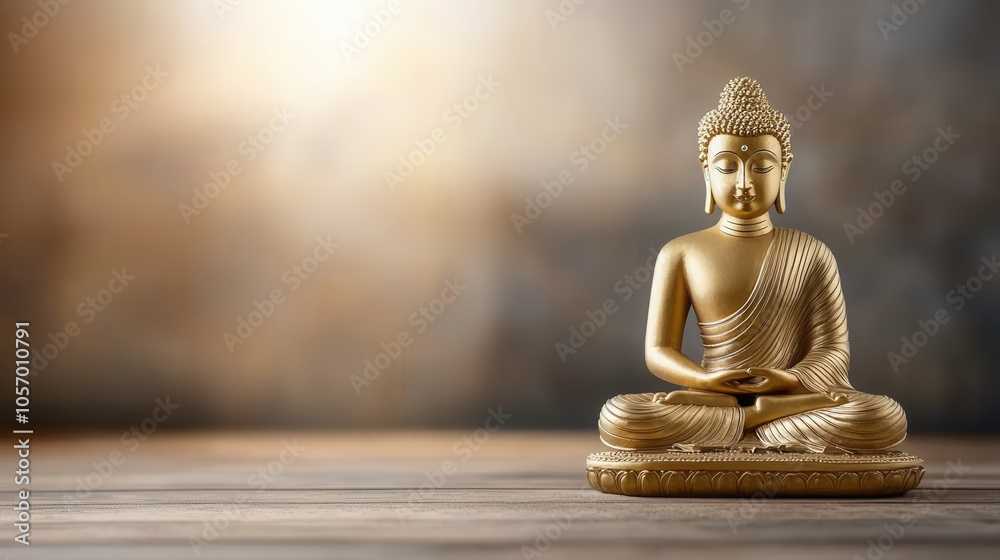 Golden Buddha statue radiating tranquility and serenity, symbolizing peace and meditation. Perfect for spiritual and decorative purposes Golden Buddha statue radiating tranquility and serenity, symbolizing peace and meditation. Perfect for spiritual and decorative purposes