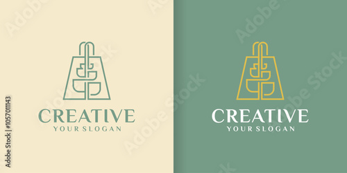 Wheat logo template in minimalist square shape