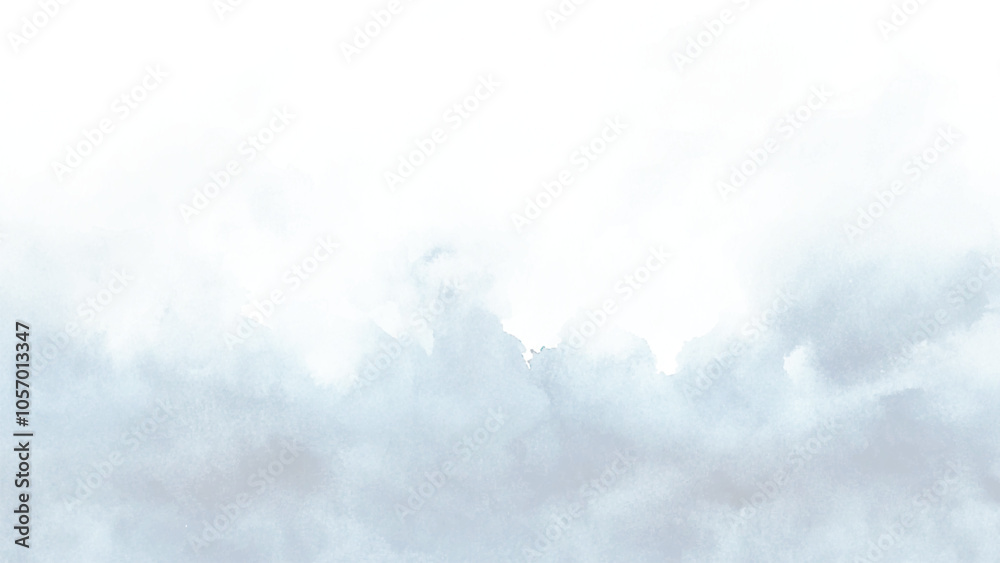 Watercolor background in white and gray painting with cloudy distressed texture and marbled grunge, soft fog or hazy lighting and light grey colors.
