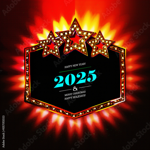Simple Happy New Year 2025 poster design