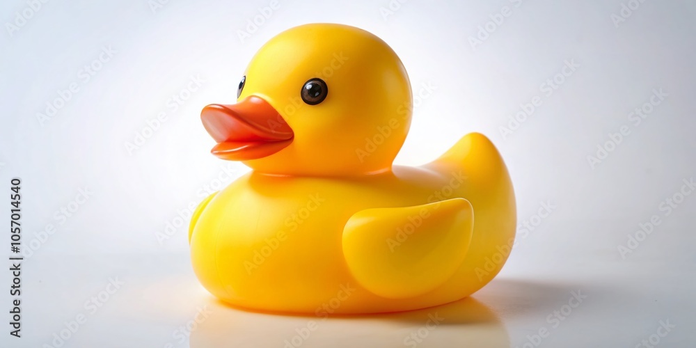Bright Yellow Rubber Duck Toy Against a White Background for Night Photography Bright Yellow Rubber Duck Toy Against a White Background for Night Photography