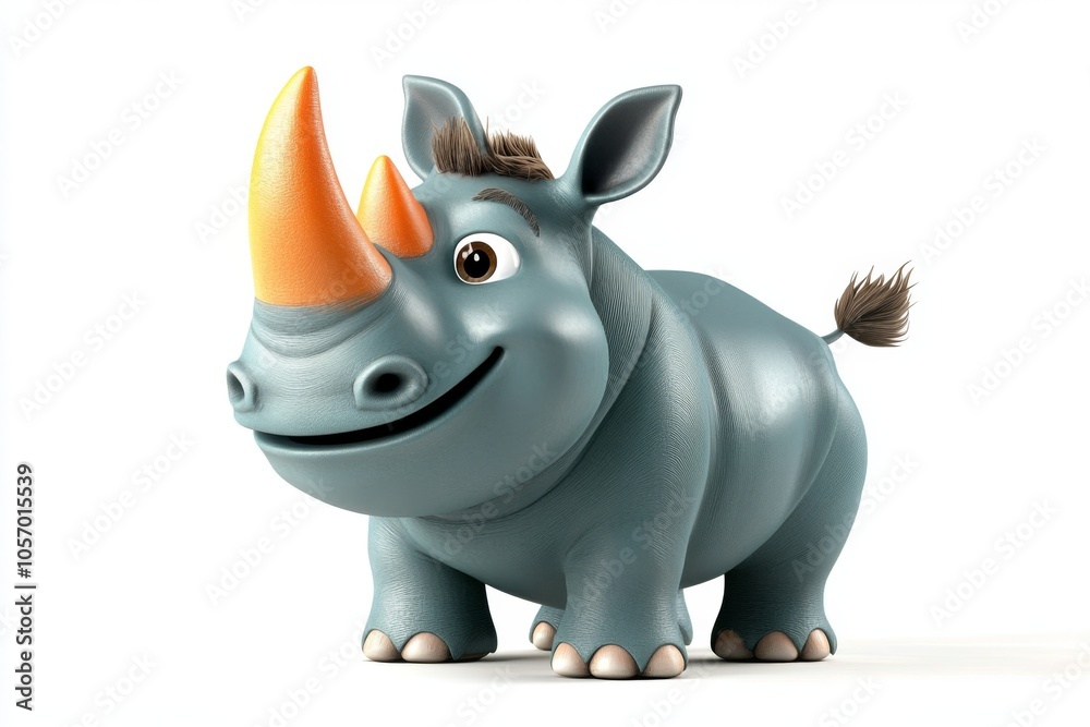 Cute Cartoon Rhino Character 3D Illustration Cute Cartoon Rhino Character 3D Illustration