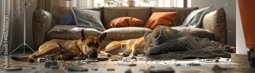 Illustrate the aftermath of pet accidents in stunning 3D model style, evoking empathy and awareness photo