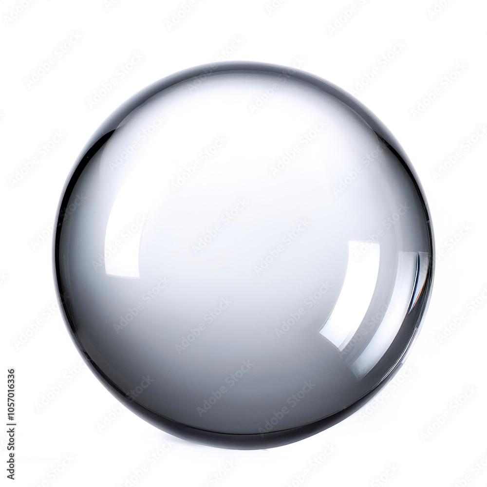 Glass crystal ball floating or flying isolated white background Glass crystal ball floating or flying isolated white background