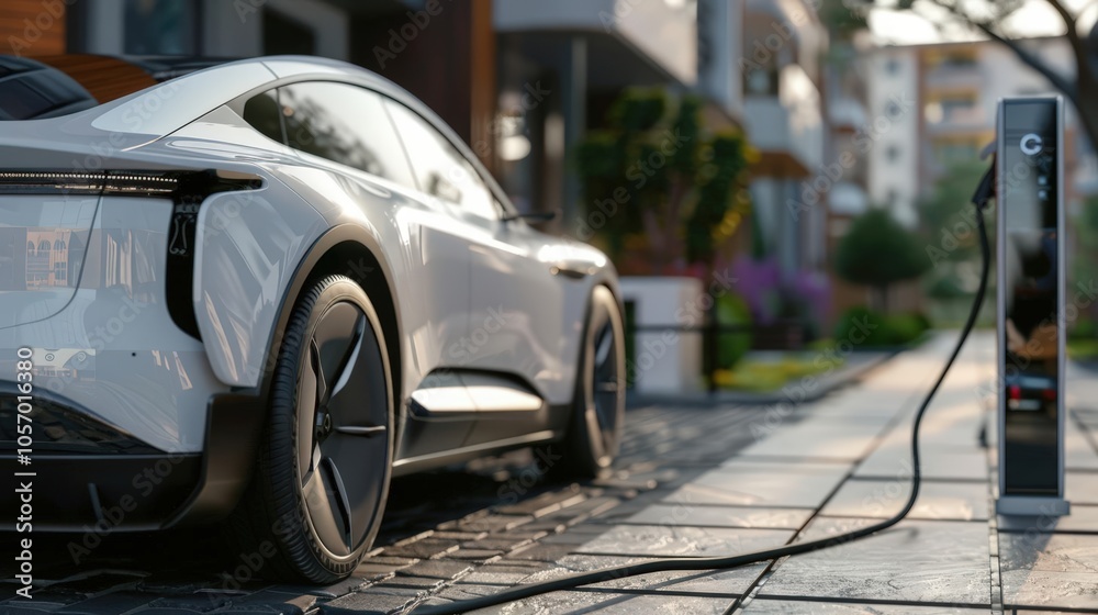 Fototapeta premium Illustrate the concept of sustainable transportation with a captivating 3D visualization of an electric vehicle