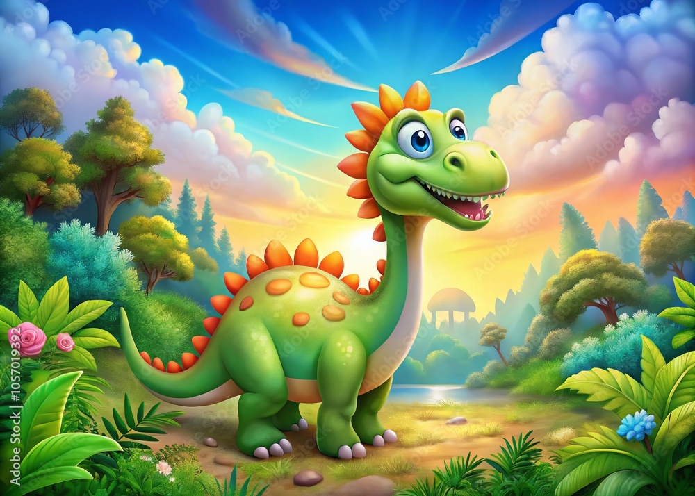 Cartoon Dinosaur Illustration with Hunchback Design - Vibrant and Whimsical Character Art for Kids Cartoon Dinosaur Illustration with Hunchback Design - Vibrant and Whimsical Character Art for Kids